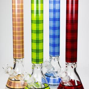 17.5" Check pattern 9 mm glass beaker bong Discount Online