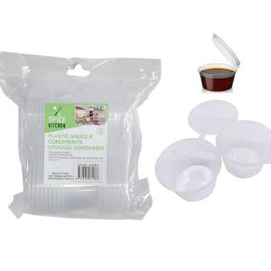 100ml Plastic Sauce Containers With Hinged Lid 16pk Cheap Pice
