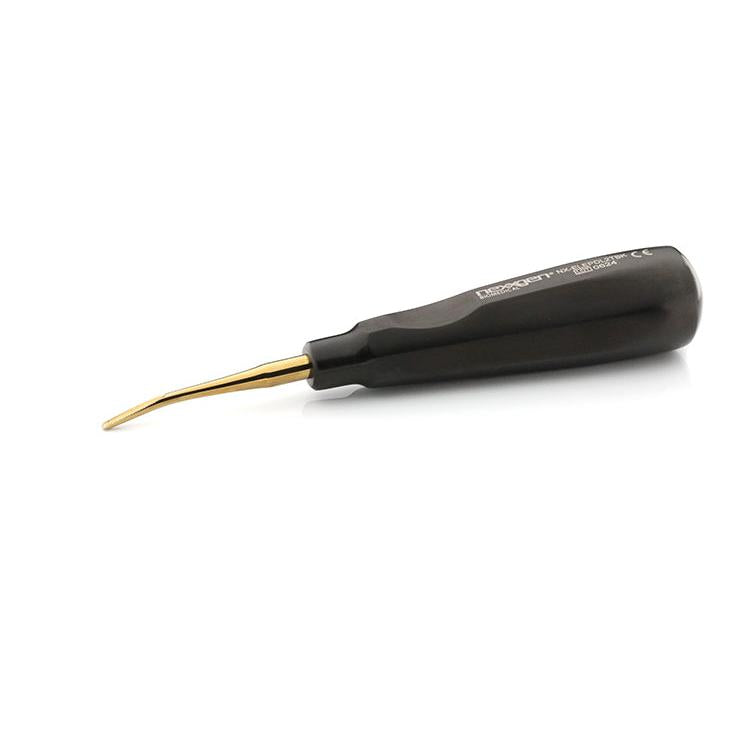 Curved Root Elevator, Serrated, Gold Titanium Tip, Octoblack Handle - Nexxgen Biomedical Free Shipping Reliable