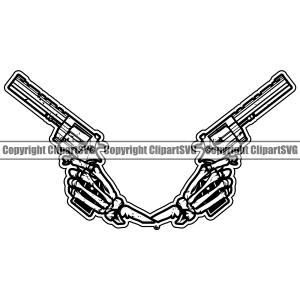 Hand Skull Skeleton Gun Design Element Fist Finger Gesture Position Holding Grab Object Cartoon Character Mascot Creation Create Art Artwork Creator Business Company Logo Clipart SVG Cheap Sale Amazing Pice