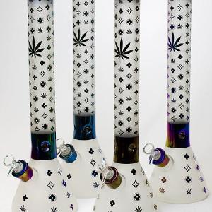 18" LEAF 7 mm frost glass beaker bong Pices Cheap Online
