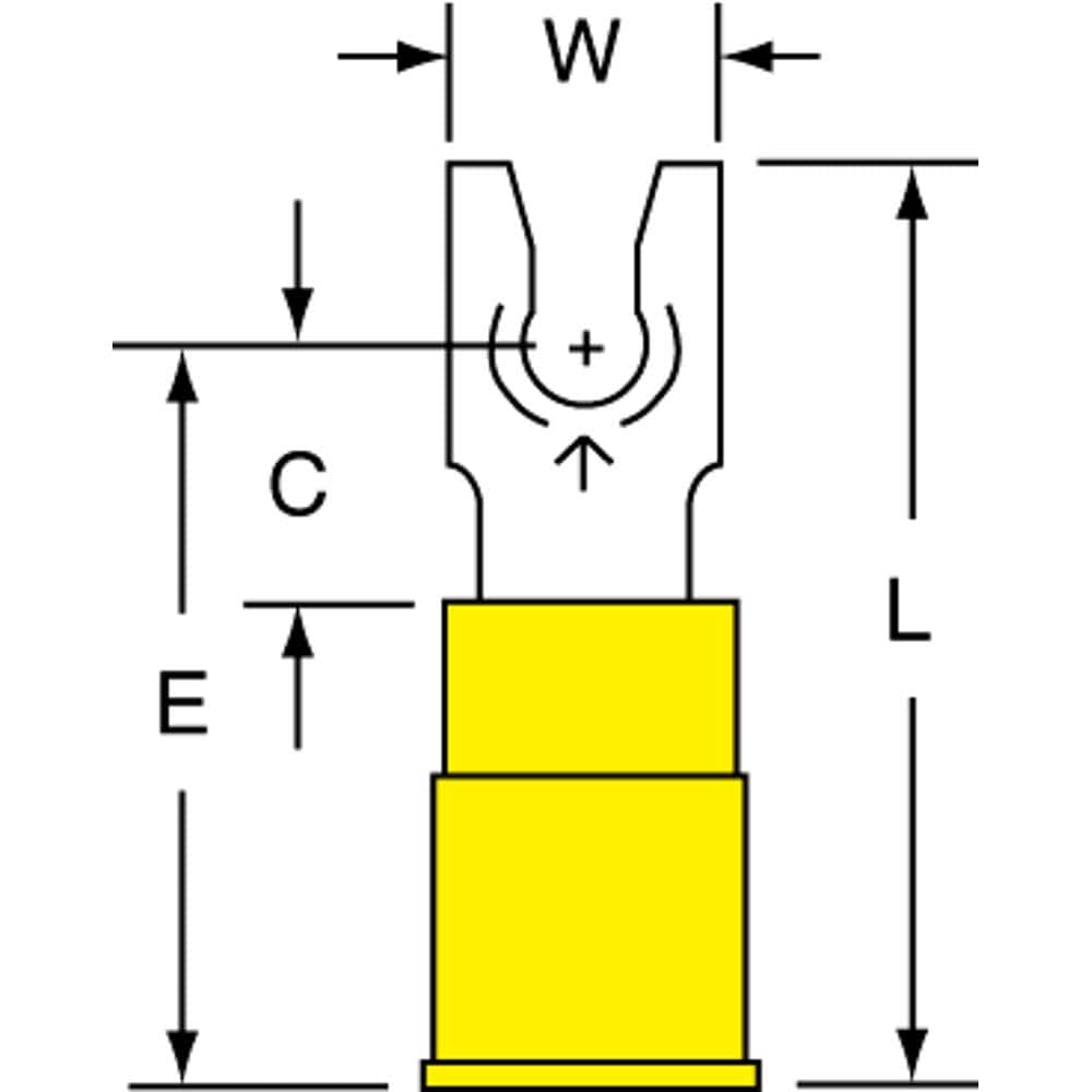 3M Standard Fork Terminal: Yellow, Nylon, Partially Insulated, #6 Stud, Crimp Supply Cheap Pice