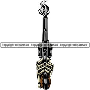 Hand Gun Skull Skeleton Yellow Color Design Element Fist Finger Gesture Position Hold Holding Grab Grabbing Object Cartoon Character Mascot Creation Create Art Artwork Creator Business Company Logo Cl Cheap Wiki
