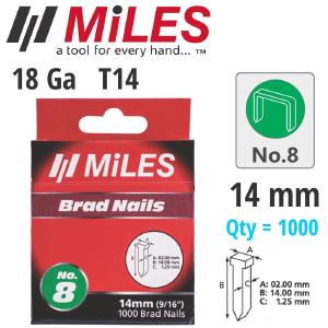 Galv Brad Nail T14 18 G 14 Mm X 1000 Pcs Miles No8 Brand New Unisex Sale Online