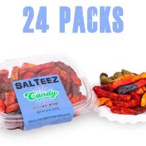 Salteez Candy - Spicy Gummy Worms - 24 Pack Case - FREE SHIPPING! The Cheapest For Sale