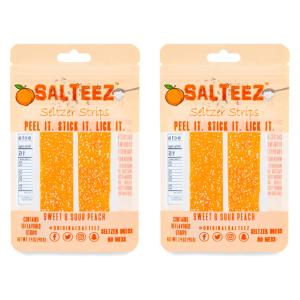Salteez Seltzer Strips - Sweet & Sour Peach - 2 Packs - 20 Total Strips! - FREE SHIPPING! Free Shipping Low Cost