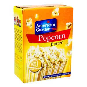 American Garden Popcorn Butter Flavor 3 x 91 g Sachets Net Weight 273 g (USA) Microwaveable Sale Classic