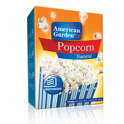 American Garden Popcorn Natural 3 x 91 g Sachets Net Weight 273 g (USA) Microwaveable Discount Supply