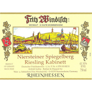 Windisch Kabinett Niersteiner Spiegelberg Riesling 750ml Free Shipping