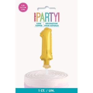 Unique Party Gold Mini-Number Balloon Cake Topper 12.7cm  - Pack of 1 Online Online Original
