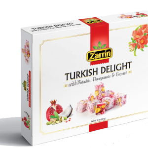 Zarrin - Turkish Delight With Pistachio, Pomegranate & Coconut 454g (Case of 12) Free Shipping Order