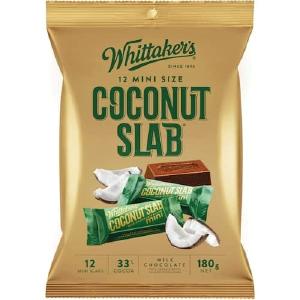 Whittakers Mini Slab Chocolate Coconut 180g 12pk Outlet Original