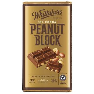 Whittakers Chocolate Block Original Peanut 250g 2025 New