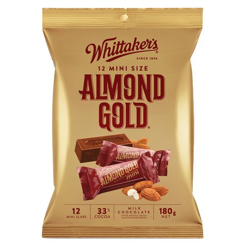 Whittakers Mini Slab Chocolate Almond Gold 180g 12pk Cheap Extremely