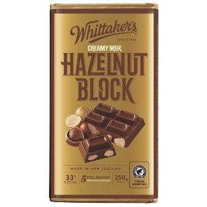 Whittakers Chocolate Block Hazelnut 250g Outlet Excellent