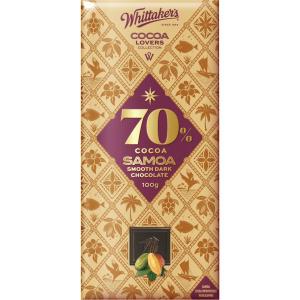 Whittakers Cocoa Lovers 70% Samoa Dark Chocolate 100g Clearance Original