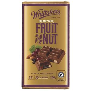 Whittakers Chocolate Block Fruit & Nut 250g Extremely For Sale