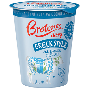 BROWNES DAIRY GREEK STYLE ALL NATURAL YOGHURT (170g or 1KG) Brand New Unisex