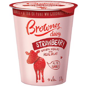 BROWNES DAIRY STRAWBERRY NATURAL YOGHURT (170g or 1KG) Countdown Package Online