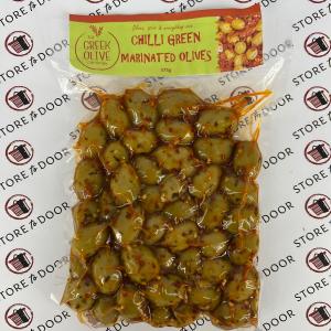 CHILLI GREEN MARINATED OLIVES 375G Clearance High Quality