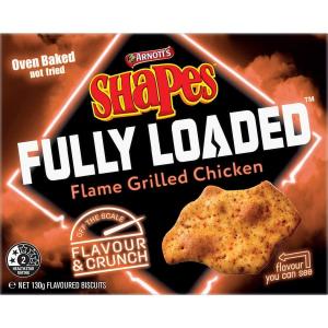 Arnotts Shapes Fully Loaded Crackers Flame Grilled Chick 130g With Mastercard Online
