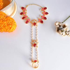 Women's Forever More Pink Beaded Lotus Hath Phool - Voylla Supply Sale Online