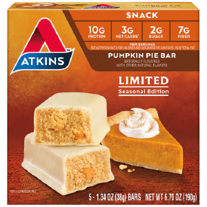 Atkins - Snack Bar - Pumpkin Pie (Seasonal Edition) - 5 Bars Best Place To Buy