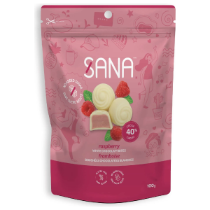 Sana - Chocolaty bites - White Chocolate Raspberry - 100g Clearance Big Sale