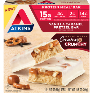 Atkins - Meal Bars - Vanilla Caramel Pretzel - 5 Bars For Sale Finishline