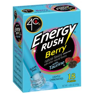4C Energy Rush Drink Mix - Berry - 18 Packets Free Shipping Largest Supplier