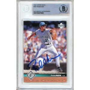 Robb Nen Florida Marlins Signed 1997 Upper Deck Baseball Card Beckett Authentic Auto Slab Clearance Visit New