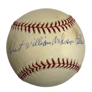 Robert William Andrew Feller Autographed Official Major League Baseball Manchester Cheap Pice