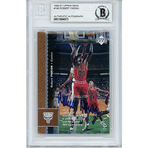 Robert Parish Signed Chicago Bulls 1996-97 Upper Deck Basketball Card Beckett Slab Outlet Manchester Great Sale
