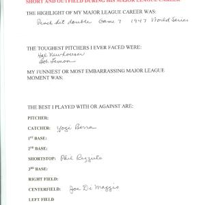 Robert William "Bobby" Brown Autographed Hand Filled Out Survey Page Cheap Low Shipping