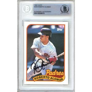Roberto Alomar San Diego Padres Signed 1989 Topps Baseball Card Beckett Auth Auto Slab Nicekicks