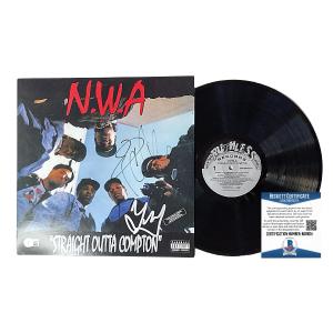 Ice Cube and DJ Yella Signed N.W.A. Straight Outta Compton Vinyl Record Album, Beckett Discount With Mastercard