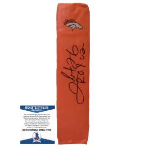 Clinton Portis Autographed Denver Broncos Football End Zone Pylon Proof Photo Beckett Clearance Cheap Real