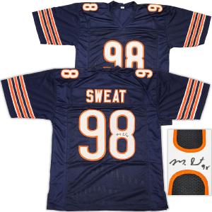 CHICAGO BEARS MONTEZ SWEAT AUTOGRAPHED SIGNED BLUE JERSEY JSA STOCK #233377 Many Kinds Of Online