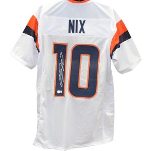 Bo Nix Autographed/Signed Pro Style sz XL White Jersey Beckett Witness 49642 Geniue Stockist