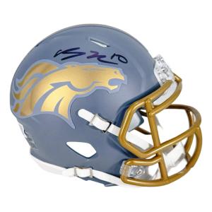 Bo Nix Signed Denver Broncos Slate Alternate Speed Mini Football Helmet (Beckett Free Shipping Top Quality
