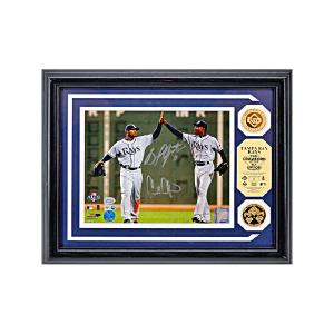 Carl Crawford & B.J. Upton Tampa Bay Rays Dual Signed Highland Mint Collage LE #/99 (Locker Room Memorabilia/MLB Auth) Clearance Limited Edition