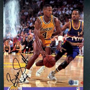 Byron Scott autograph signed 1990 NBA Hoops Lakers 8x10 Photo Card  BAS Beckett Clearance Pictures