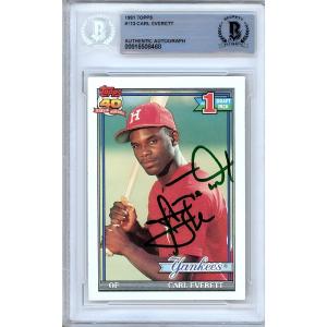 Carl Everett New York Yankees Signed 1991 Topps Rookie Card Beckett Authentic Auto Slab Free Shipping Finishline
