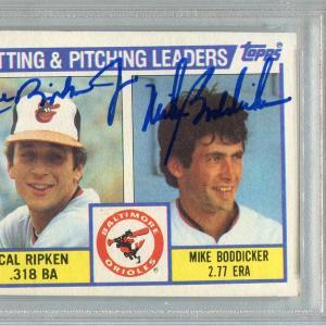Cal Ripken Jr. & Mike Boddicker Autographed 1984 Topps Card (PSA) Outlet Low Pice Fee Shipping