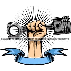 Hand Holding Piston Hand Power Sun Shine Background Vector Design Element Mechanic Engine Auto Repair Automotive Service Car Truck Motorcycle Technician Garage Shop Vehicle Maintenance Company Busines Clearance Low Pice Fee Shipping