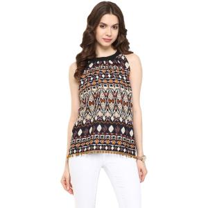 Women's Mustard Ikat Tassel Top - Pannkh Cheap Sale Best Pices