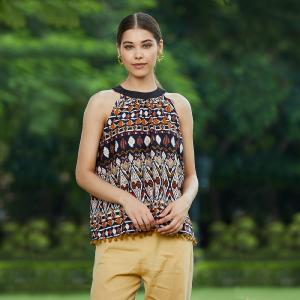 Women's Mustard Ikat Tassel Top (Copy) - Pannkh Best Pices Cheap Pice