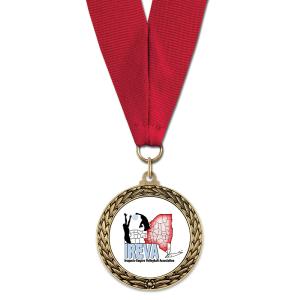 1-3/4" Custom LFL Award Medal With Grosgrain Neck Ribbon Cheap
