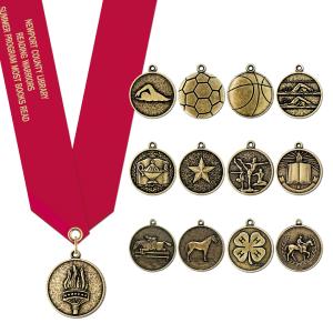 1-1/8" CX Award Medal With Custom Satin Neck Ribbon Cheap Outlet Store