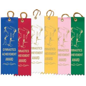 1-5/8" X 6" Stock Square Top Gymnastics Achievement Award Ribbon Low Pice For Sale
